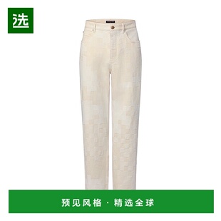 裤 男士 子纯棉棋盘格压纹直筒 欧洲直邮LV路易威登24上新款 1h可退
