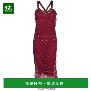 1h可退 香港直邮Wales Bonner 女士 酒红色 Java 连衣裙 WS23DR07