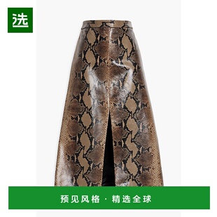 1h可退 香港直邮KHAITE 女士 Fraser 蛇纹皮革中长半身裙 4103803