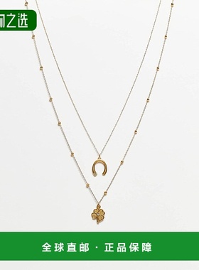 香港直邮ASOS 女士 horse-shoe 设计防水不锈钢多排色调吊坠项链(