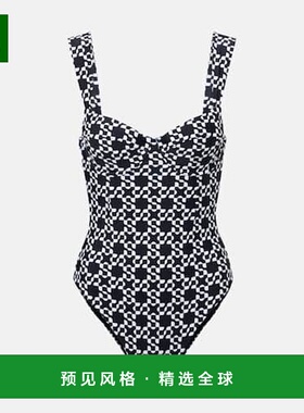 1h可退 香港直邮Simkhai 女士 Lexi 印花紧身胸衣泳衣 black黑色