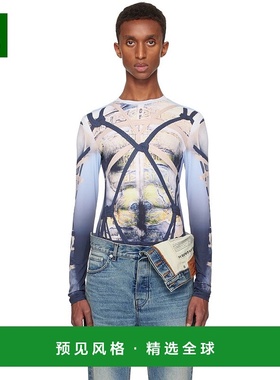 1h可退 香港直邮Y PROJECT 男士 蓝色 & 黑色 Bondage Print 长袖