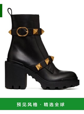 【99新未使用】香港直邮Valentino 黑色铆钉细节靴子 WW2S0CJ2NKD