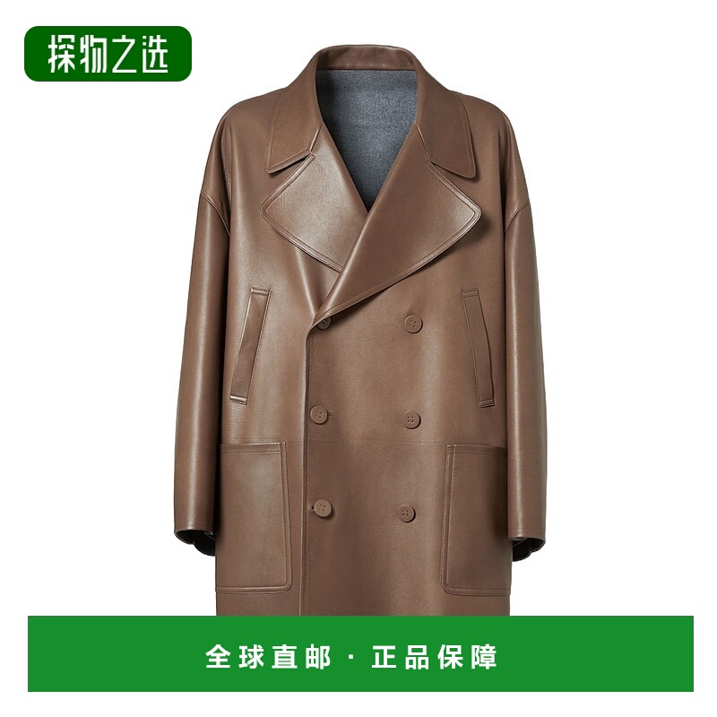 香港直邮Fendi 双排扣皮革大衣 FPJ897AQOI