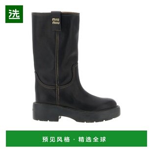 5U270E5ODF055厚底鞋 圆头短筒靴 女靴中筒靴 Miu 香港直邮Miu