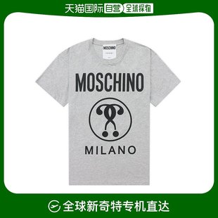 女士灰色双问号印花短袖 长款 T恤 香港直邮MOSCHINO A0717 0540