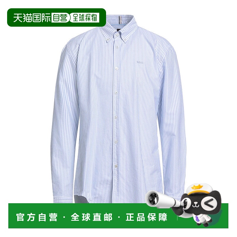 1h可退 香港直邮BOSS 波士 男士 条纹衬衫 blue蓝色 舒适时尚