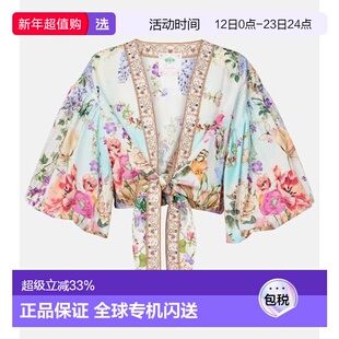 1h可退 香港直邮camilla and marc 女士 绑带泡泡袖短款上衣