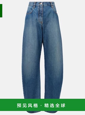 1h可退 香港直邮Alaïa 女士 barrel-leg 高腰牛仔裤 blue蓝色 舒