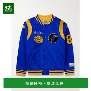 1h可退 香港直邮gallery dept 男士 Logo刺绣嵌花皮革边羊毛混纺