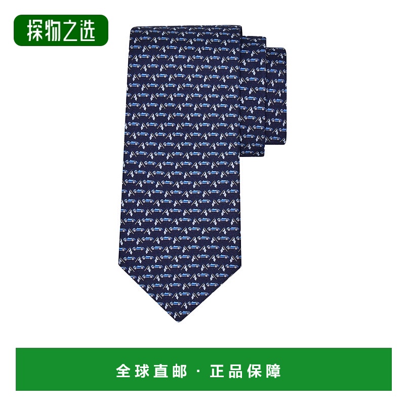 香港直邮Salvatore Ferragamo 赛车印花真丝领带 351363