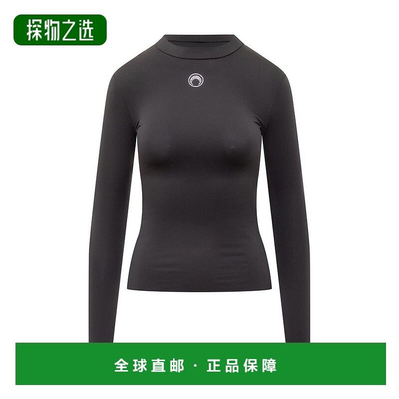 香港直邮Marine Serre 女士 Serre Moon Strass Ls 海军风徽标针