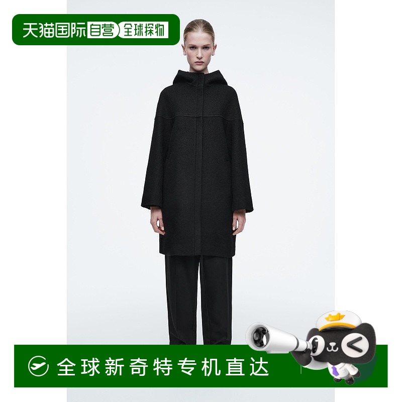欧洲直邮COS 女士黑色羊毛大衣新款
