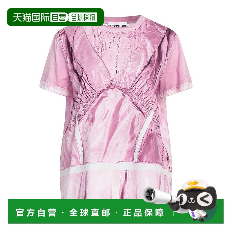 1h可退 香港直邮Moschino 莫斯奇诺 女士 T恤 pink粉色 舒适时尚