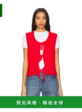 1h可退 香港直邮GANNI 甘尼 女士 浅马海毛打结领细带背心 K2344