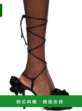 香港直邮magda butrym 女士 黑色 Wrap Around Double Flower 凉