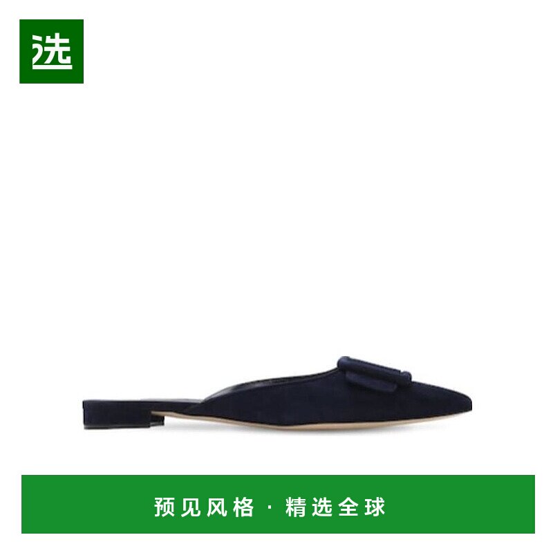 香港直邮Manolo Blahnik 海军蓝徽标穆勒鞋 74I0C4016