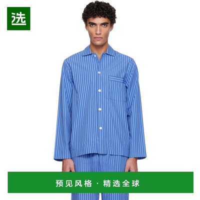 1h可退 香港直邮Tekla 男士 蓝色 Poplin Long-Sleeved 睡衣 PPLS
