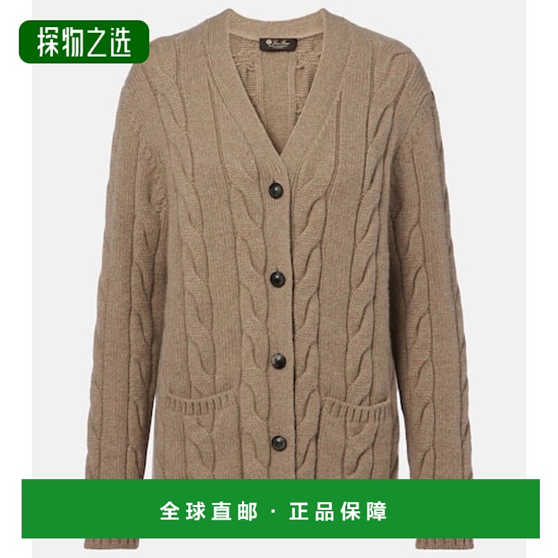 香港直邮Loro Piana 诺悠翩雅 女士 Napier 粗线针织羊绒针织开衫
