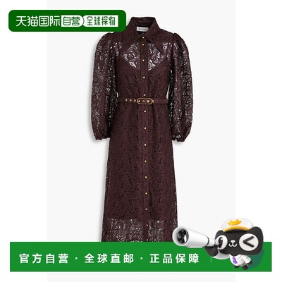 香港直邮ZIMMERMANN 女士 凸纹花边蕾丝中长衬衫式连衣裙 0888DF2