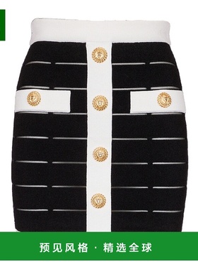 香港直邮Balmain 纽扣高腰半身裙 DF1LB017KG59短裙包臀裙