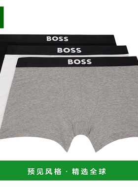 1h可退 香港直邮BOSS 波士 男士 三件装白色 & 黑色 Logo-Waistba