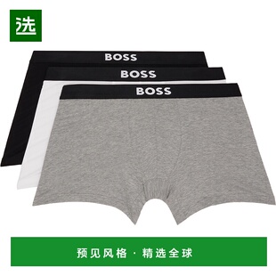 1h可退 香港直邮BOSS 波士 男士 三件装白色 & 黑色 Logo-Waistba