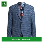 香港直邮Etro 艾特罗 男士 1h可退 Roma 运动千鸟格羊毛棉麻混纺