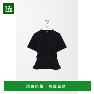 上衣女装 女士黑色棉圆领短袖 欧洲直邮Loewe罗意威 1h可退