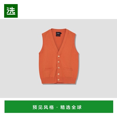1h可退 香港直邮Drake's 男士 DR2A3D 22688-08 羊羔毛背心橙色针