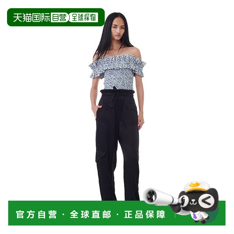 香港直邮Ganni 花卉印花露肩罩衫 F9234舒适流行穿搭百搭高级感