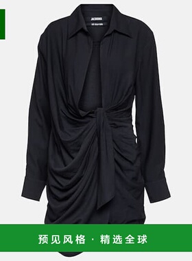 香港直邮Jacquemus 女士 La Bahia 长袍深V领迷你连衣裙