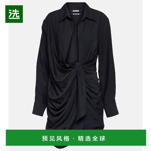 香港直邮Jacquemus 女士 La Bahia 长袍深V领迷你连衣裙