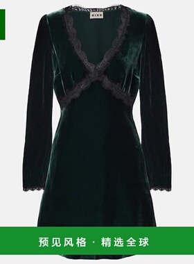 1h可退 香港直邮RIXO 女士 Macie 蕾丝边天鹅绒迷你连衣裙包臀裙