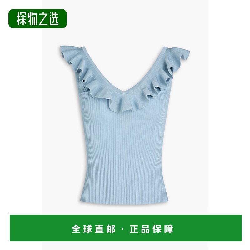 香港直邮ZIMMERMANN 女士 荷叶边金属感罗纹针织上衣 4171TSS243B