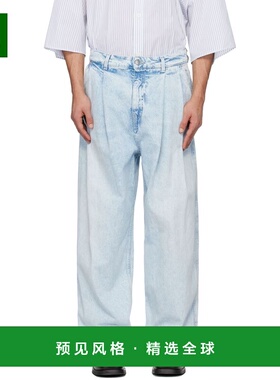 1h可退 香港直邮Hed Mayner 男士 蓝色 Light Wash Pleated 牛仔