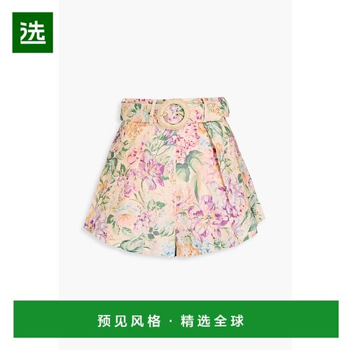 1h可退 香港直邮ZIMMERMANN 女士 束带亚麻短裤 9936ASS241MULTIW