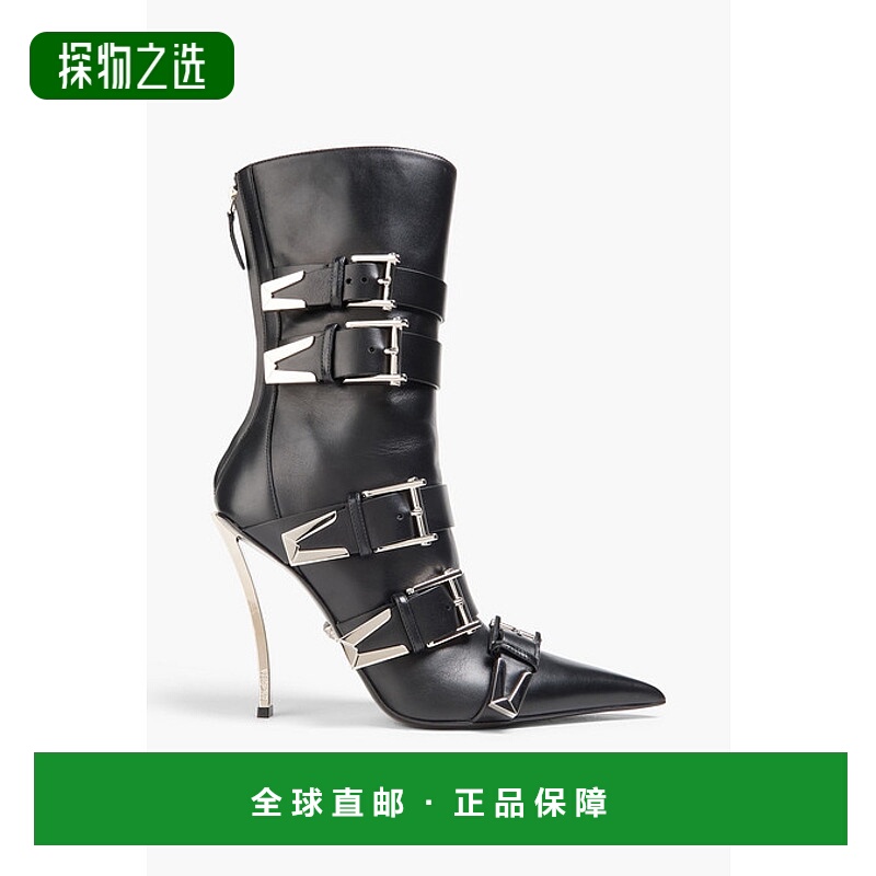 香港直邮versace 范思哲 女士 搭扣皮质短靴 1008207DVT2P1B00P