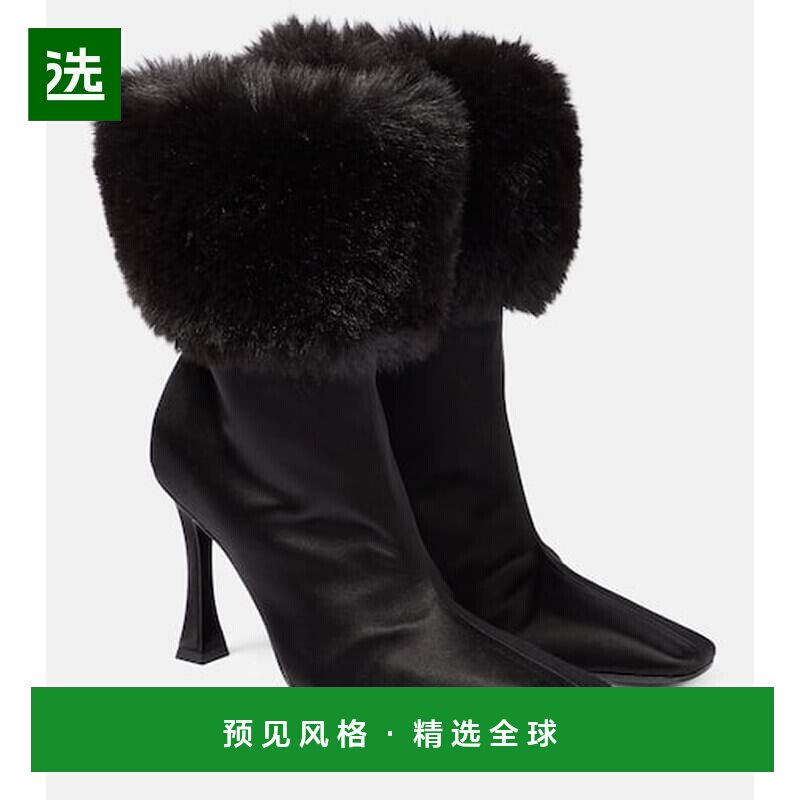 1h可退 香港直邮magda butrym 女士 人造皮草边绸缎短靴 001336