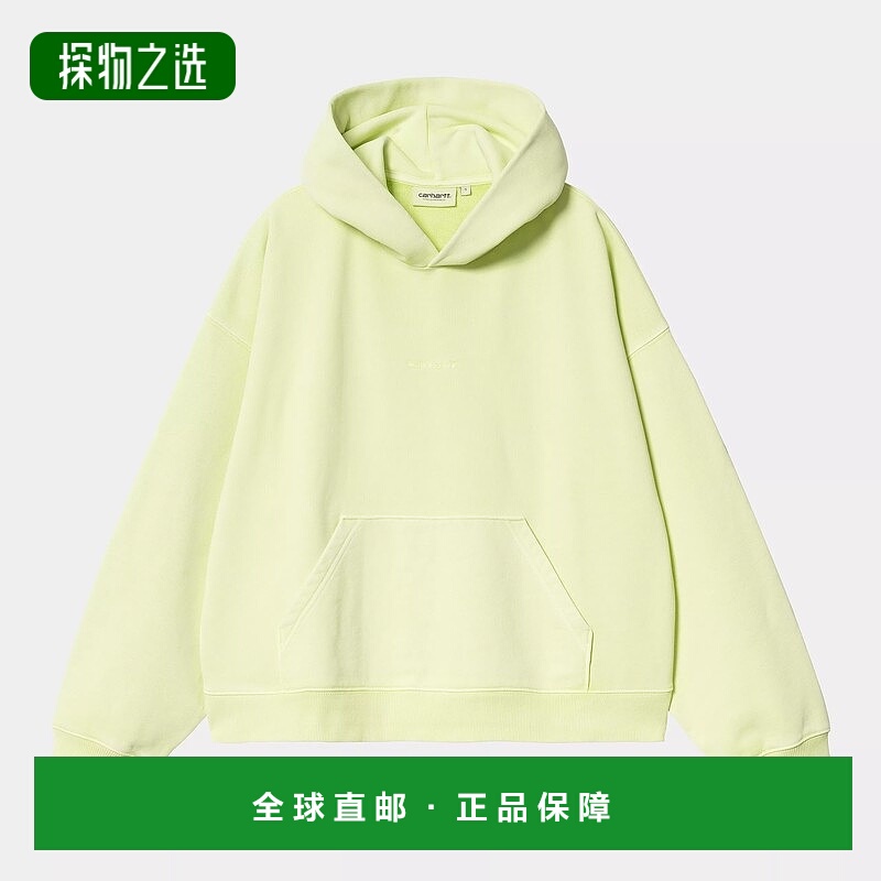 欧洲直邮Carhartt Wip 女士淡绿色棉卫衣连帽女款针织刺绣