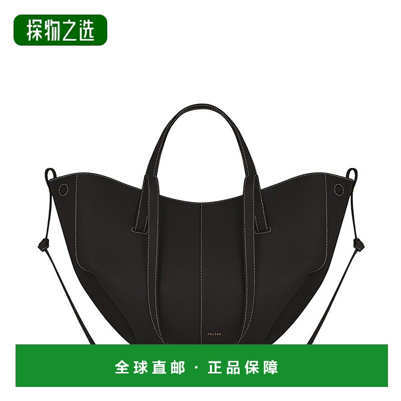 欧洲直邮POLENE Cyme Mini系列黑色荔枝纹小牛皮手提单肩包手提包