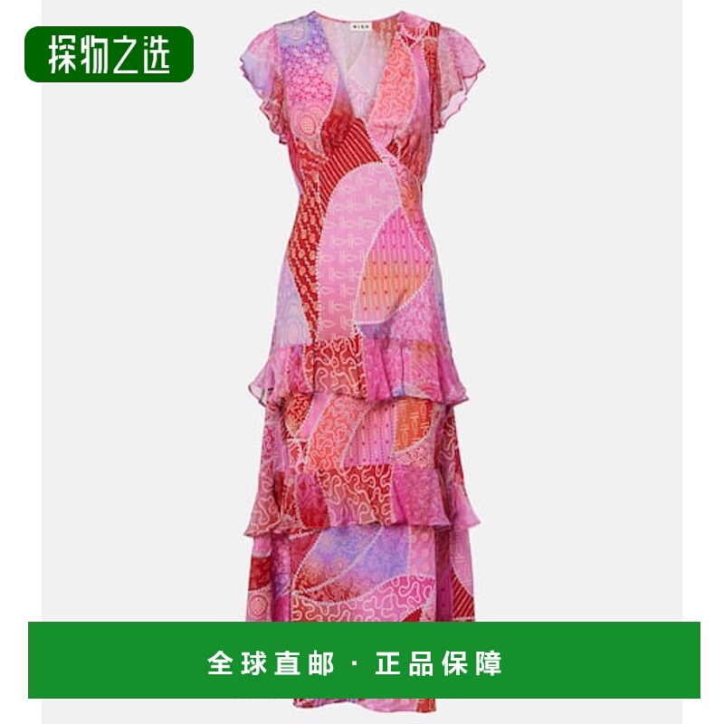 1h可退 香港直邮RIXO 女士 Meena 印花真丝长款连衣裙 colorful花