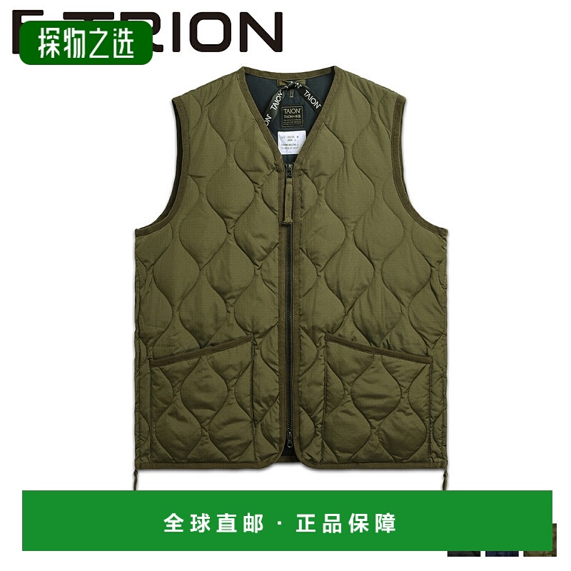 日本直邮TAION 内羽绒背心外套男女 拉链 W 羽绒背心橄榄 001ZML-