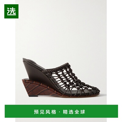 1h可退 香港直邮Jacquemus 女士 Tressées 双打结皮质坡跟凉拖 2