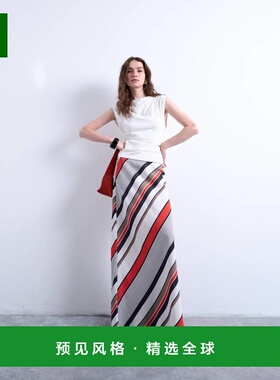 1h可退 香港直邮Topshop 女士 flood length bias 长款红色白色条