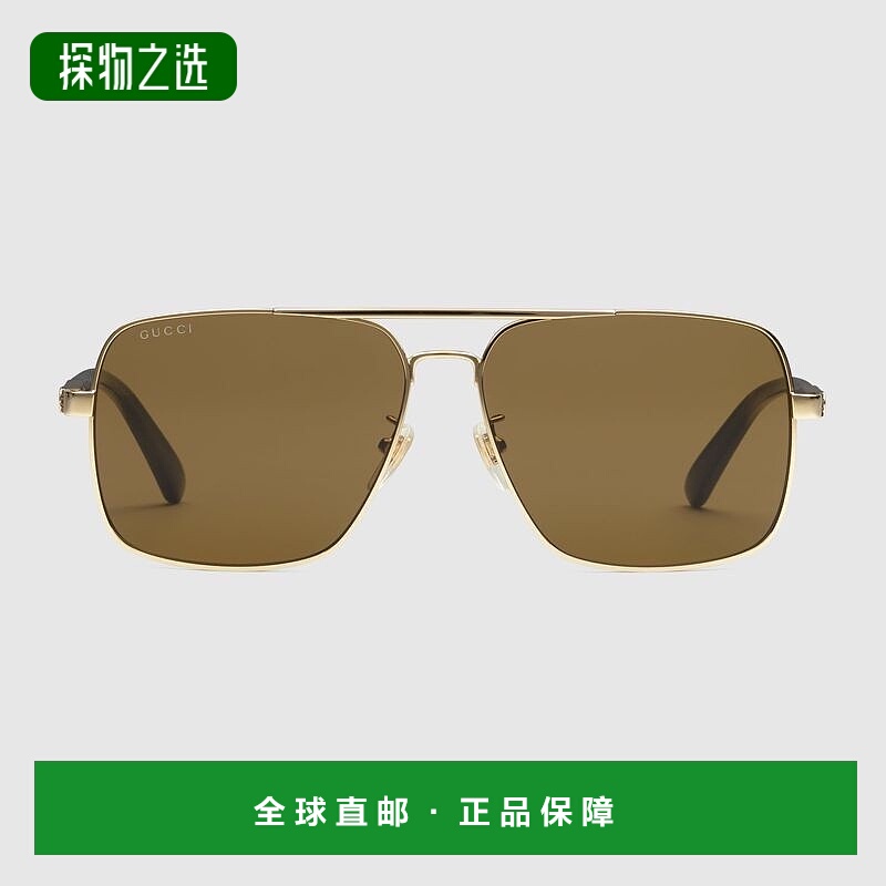 欧洲直邮Gucci古驰男士金色金属导航框太阳镜墨镜