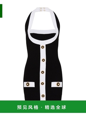 香港直邮Balmain 双色挂脖针织连衣裙 EF1R2390KH99包臀裙