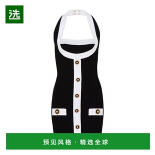 香港直邮Balmain 双色挂脖针织连衣裙 EF1R2390KH99包臀裙