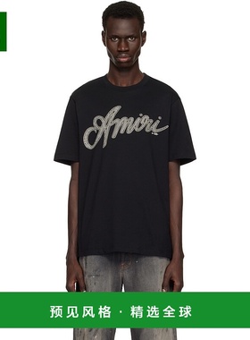 1h可退 香港直邮AMIRI 男士 黑色 Script T 恤 AMJYTE1193