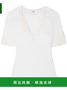 香港直邮Chloe V 领上衣 CH25UMP10615蕾丝